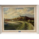 NORA M. LAY. BRITISH 20TH CENTURY Autumn at Arundel. Signed, inscribed verso. Oil on board 18' x