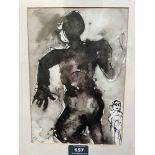 NAN FRANKEL. BRITISH 1921-2000 Figure study. Signed. Watercolour 9½' x 6½'. Prov: The artist's