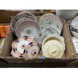 Two boxes of dinnerware etc.