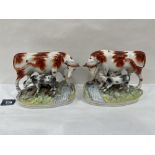 A pair of 19th century Staffordshire cow and calf groups. 7' long