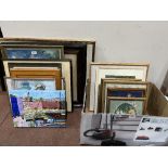 A quantity of prints and framed needlework pictures