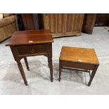 A mahogany bedside table and a work table