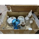 A box of glassware, Royal Worcester crockery etc.