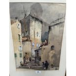 ROLAND SPENCER-FORD. BRITISH 1902-1990 A continental street scene with figures. Signed.