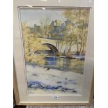 VALERIE H. ALEXANDER. BRITISH 20TH/21ST CENTURY. Dinham Bridge - Snow. Signed and inscribed verso.