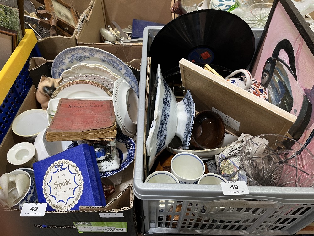 Three boxes of ceramics and sundries