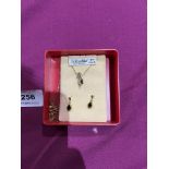 A 9ct gem set necklet and earrings en-suite