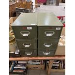 A set of six vintage 'Veteran Series' stacking metal filing drawers