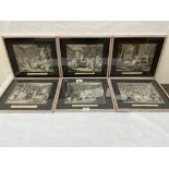 Six framed Hogarth prints. Marriage à la Mode