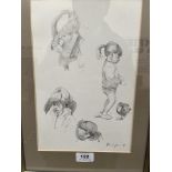 JOHN CHERRINGTON. BRITISH 1931-2015 Study of children with duck. Signed and dated '89. Pencil