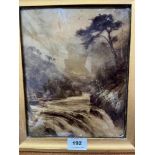 A framed christolion, river landscape 9½' x 7½'