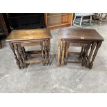 Two oak nests of occasional tables