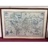 A framed facsimile map, Portuguese Maritime Discoveries and Explorations. 28' x 41½'