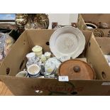 Three boxes of ceramics and sundries