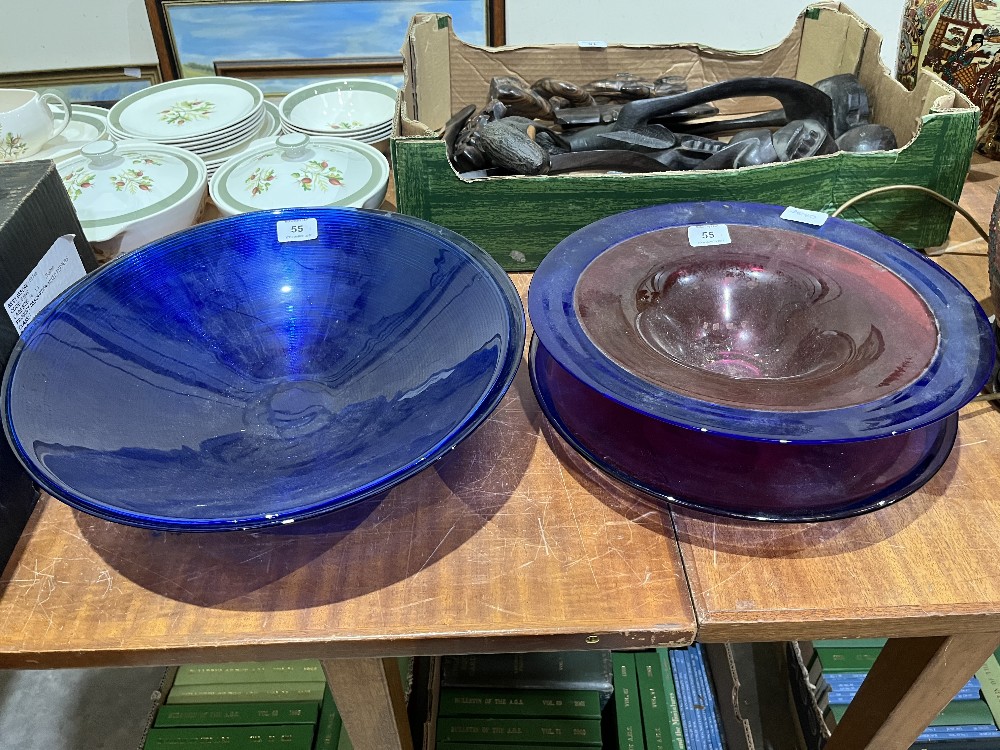 Four large studio glass bowls