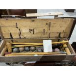 A 19th century pine boxed croquet set by John Piggott, London