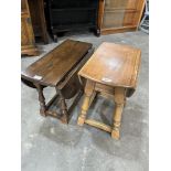 Two oak dropleaf occasional tables