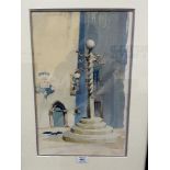 DOUGLAS STARK. BRITISH 20TH CENTURY A Venetian square. Watercolour 17½' x 11½'