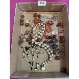 A collection of vintage jewellery and beads, the lot to include a silver Victorian 1887 Jubilee