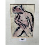 NAN FRANKEL. BRITISH 1921-2000 A figure study. Signed. Mixed media on paper 6¾' x 4½'; the lot to