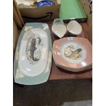 A Figgjo - Flint Norwegian fish decorated serving dish, 8 dinner plates and two sauce boats