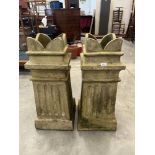 A pair of chimney pots of fluted tapered form. 31' high