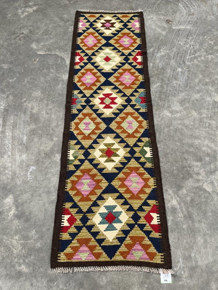 A Maimana Kilim carpet runner. 2.07m x 0.63m