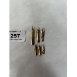 Six pen nibs marked 14ct. 3g