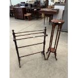 A Victorian towel rail and a jardiniere stand