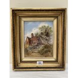 ENGLISH SCHOOL. 19TH CENTURY A cottage scene. Signed monogram. Oil on canvas 10' x 8'