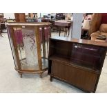 A mid-20th century walnut display cabinet and a 1960s glazed bookcase