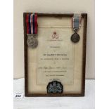 A medal group of two and framed Royal command, inviting the recipient HH603 Flight Sergeant Arthur