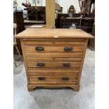 An Edward VII satinwood chest of three channel moulded drawers. 33' wide