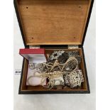 A box of costume and silver jewellery