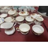 A Royal Albert Old Country Roses pattern part tea service, comprising 18 pieces. (One lid lacking)