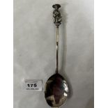 A continental silver spoon with figural seal terminal. 7' long. 1ozs 7dwts