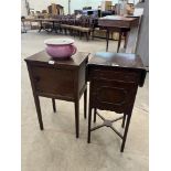 A 19th century mahogany pot cupboard and another of recent manufacture, the lot to include a chamber