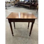 A Victorian mahogany side table on turned legs. 30' wide