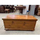 A pine blanket chest. 49' wide