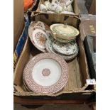 Two boxes of 19th century ceramics to include Ridgway aesthetic