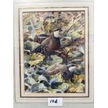 PETER PARTINGTON. BRITISH Bn. 1941 French Partridges. Signed. Inscribed and dated 1983 on gallery