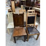 An oak hall chair and four other chairs (5)