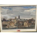 FRANCIS EDGAR DODD. R.A; BRITISH 1874-1949 Ludlow from the Ludford Bridge. Watercolour 10' x 14'