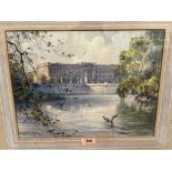 CHARLES M. FRY. BRITISH 20TH CENTURY Buckingham Palace from St.James's Park. Signed, inscribed and