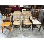 A set of four beechwood kitchen chairs and four miscellaneous chairs (8)