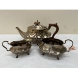 A George V three piece silver tea service. Birmingham 1923. 31ozs 3dwts gross