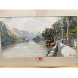GIANNI. ITALIAN 20TH CENTURY An Italian lake scene. Signed. watercolour 8' x 14½'