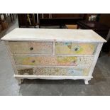 A polychrome painted chest of drawers. 42' wide