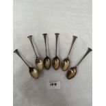 A Victorian set of six silver teaspoons. London 1899. 2ozs 10dwts