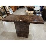 A modernist Alfrank Designs reconstructed marble altar table. 43½' wide